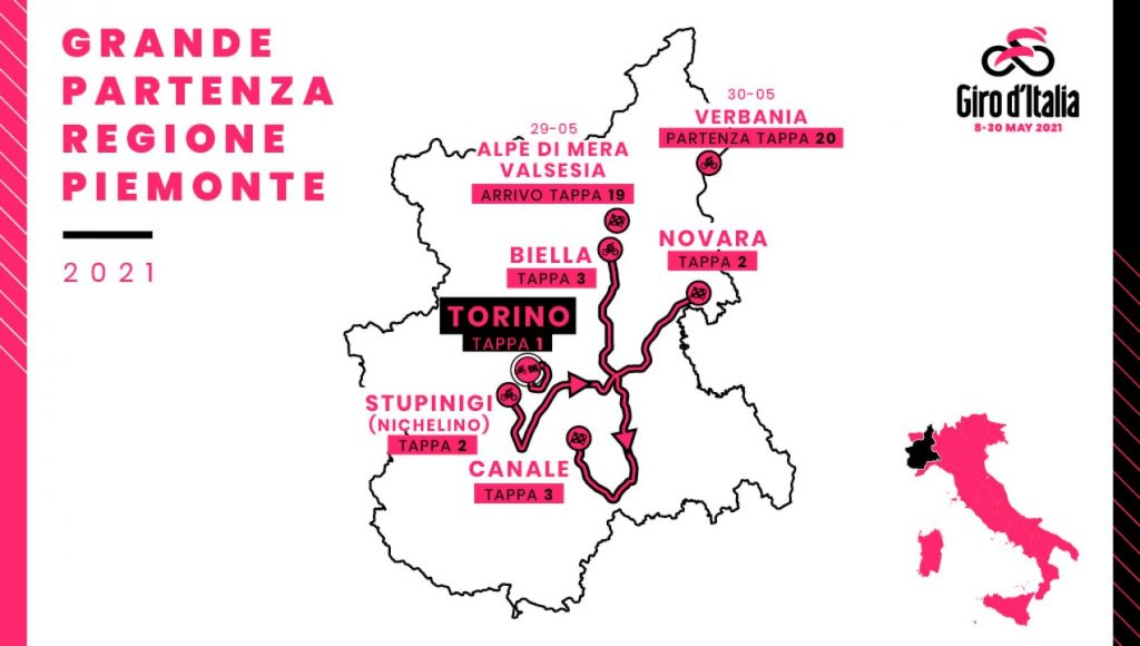 Giro d’Italia ’21, partenza l’8 maggio da Torino